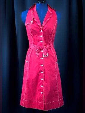 Byron Lars Beauty Mark Red Retro Pin-up-style Halter Dress (4)